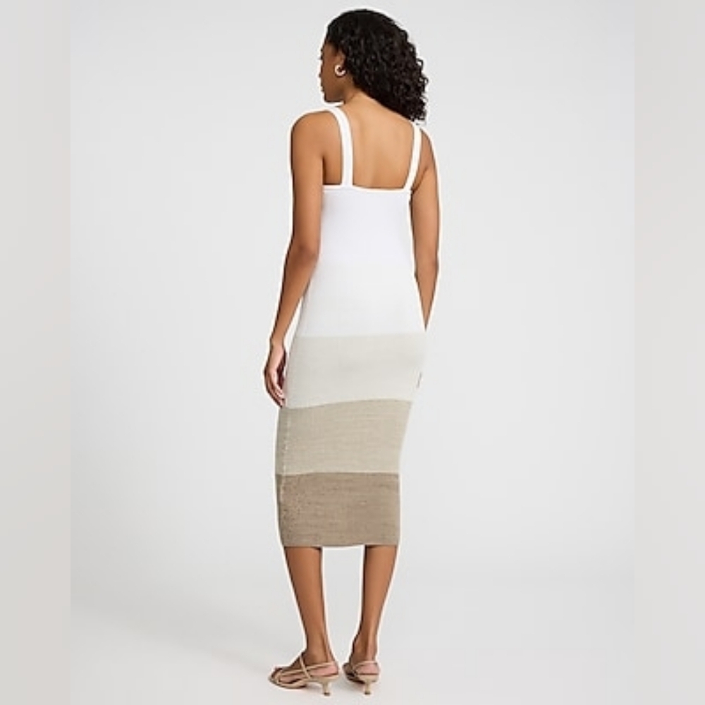 Express White Ribbed Midi Dress - Picture 3 of 10